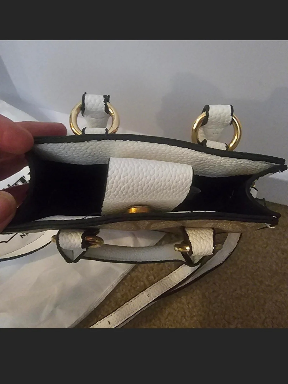 Coach Mini Signature Tote in Khaki with White Trim